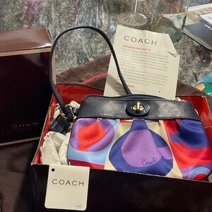 Coach Colorful wristlet Bag with Red, Purple, and Blue